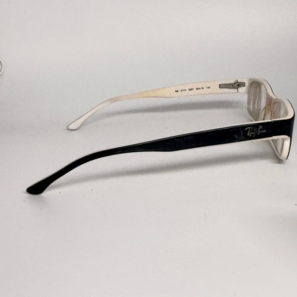 Ray-Ban‎ RB 5114 2097 Eyeglasses Black White Rectangular Frame 52-16-135